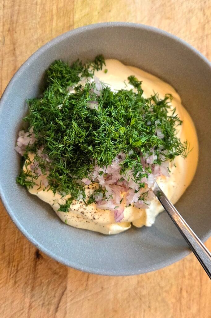 Dill and shallot stirred into full-fat sour cream