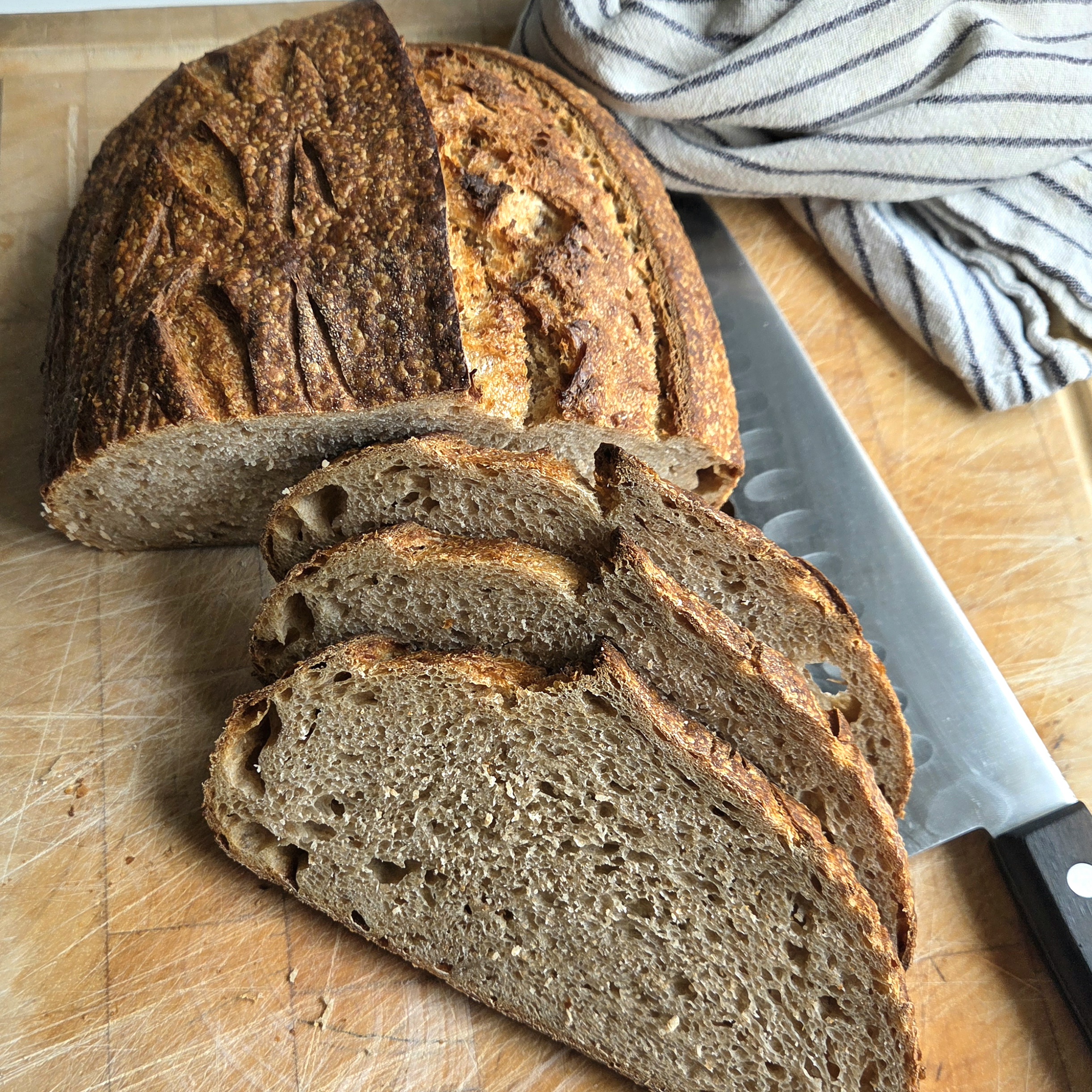 Sliced sourdough bread, ready to use up in a leftover recipe